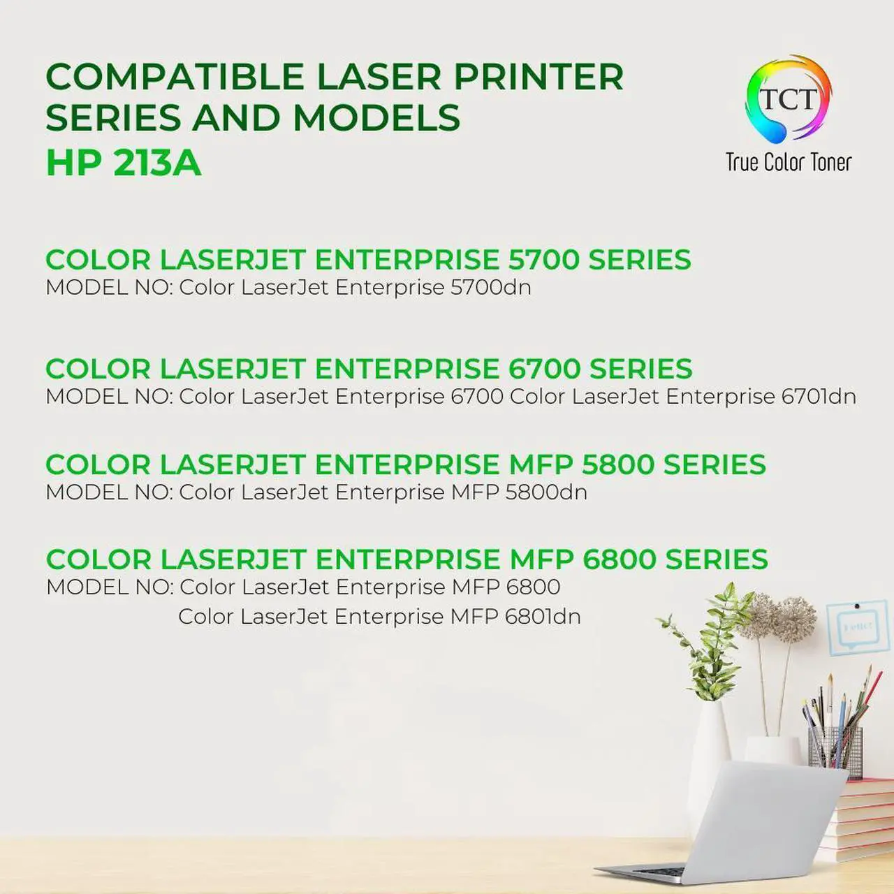 Alt view image 2 of 6 - TCT 213A Yellow Toner Cartridge - Premium Compatible Replacement for HP 213A W2132A Works With HP Color LaserJet Enterprise 5700dn 6700 MFP 5800dn