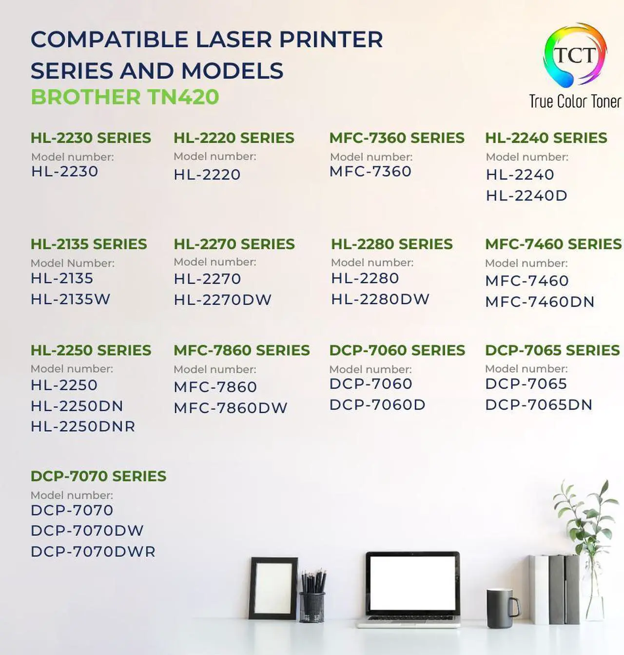 Alt view image 2 of 6 - True Color Toner TN420 Toner Cartridge 2 Pack - Premium Compatible Replacement for Brother TN-420 Black Works With Brother HL-2220 2230 2240 2270 2280 MFC-7360 7460 7860 DCP-7060 7065 7070