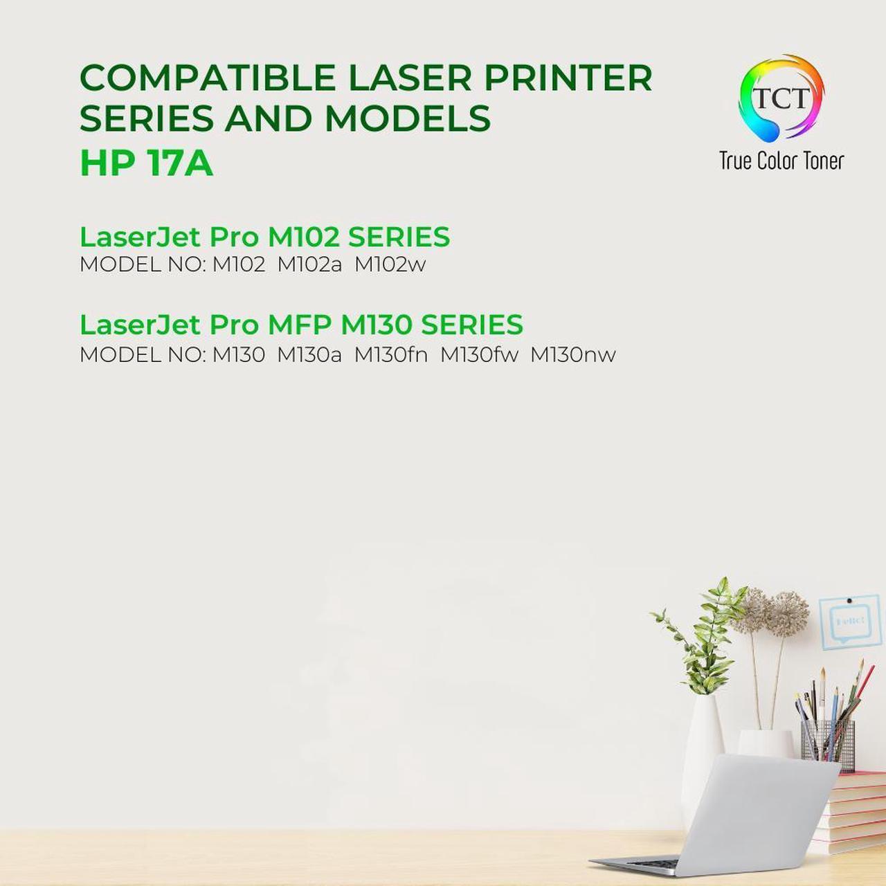 Alt view image 2 of 6 - True Color Toner 17A Toner Cartridge 4 Pack - Premium Compatible Replacement for HP 17A CF217A Black Works With HP LaserJet Pro M102W M102A MFP M130A M130FW M130FN M130NW