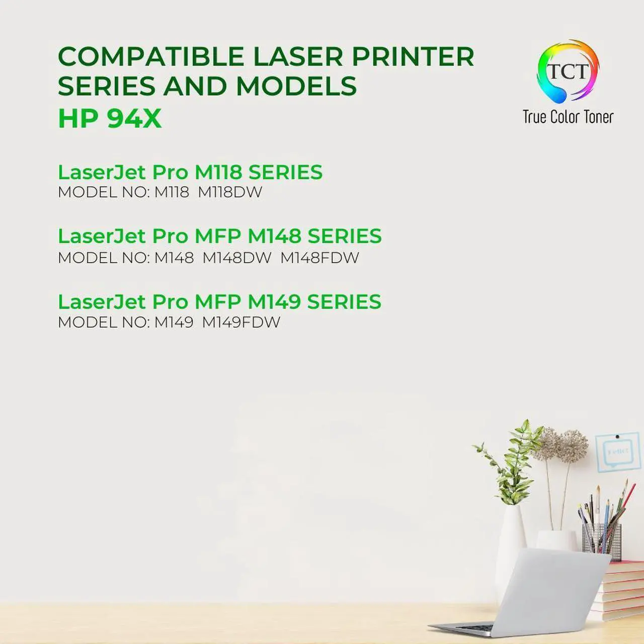 Alt view image 2 of 6 - TCT Premium Compatible Toner Cartridge Replacement for HP 94X CF294X Black High Yield works with HP Laserjet Pro M118, MFP M148 M149 Printers (2,800 Pages)