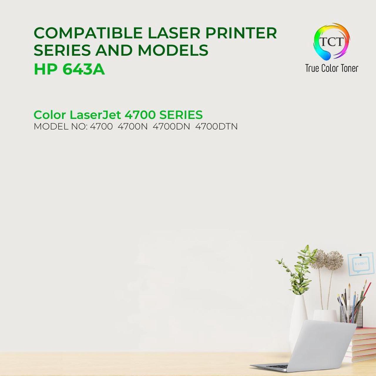 Alt view image 2 of 6 - True Color Toner 643A Toner Cartridge 5 Pack - Premium Compatible Replacement for HP 643A Q5950A Q5951A Q5952A Q5953A Works With HP Color LaserJet 4700DN 4700DTN 4700N 4700PH+