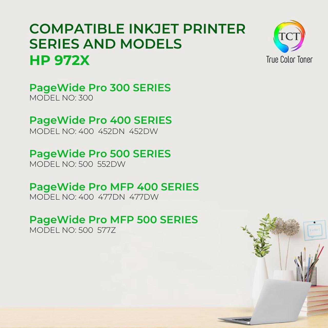 Alt view image 2 of 6 - True Color Toner 972X Ink Cartridge 4 Pack - Premium Compatible Replacement for HP 972X High Yield Works With HP PageWide Pro 452dn 477dn 477dw 552dw