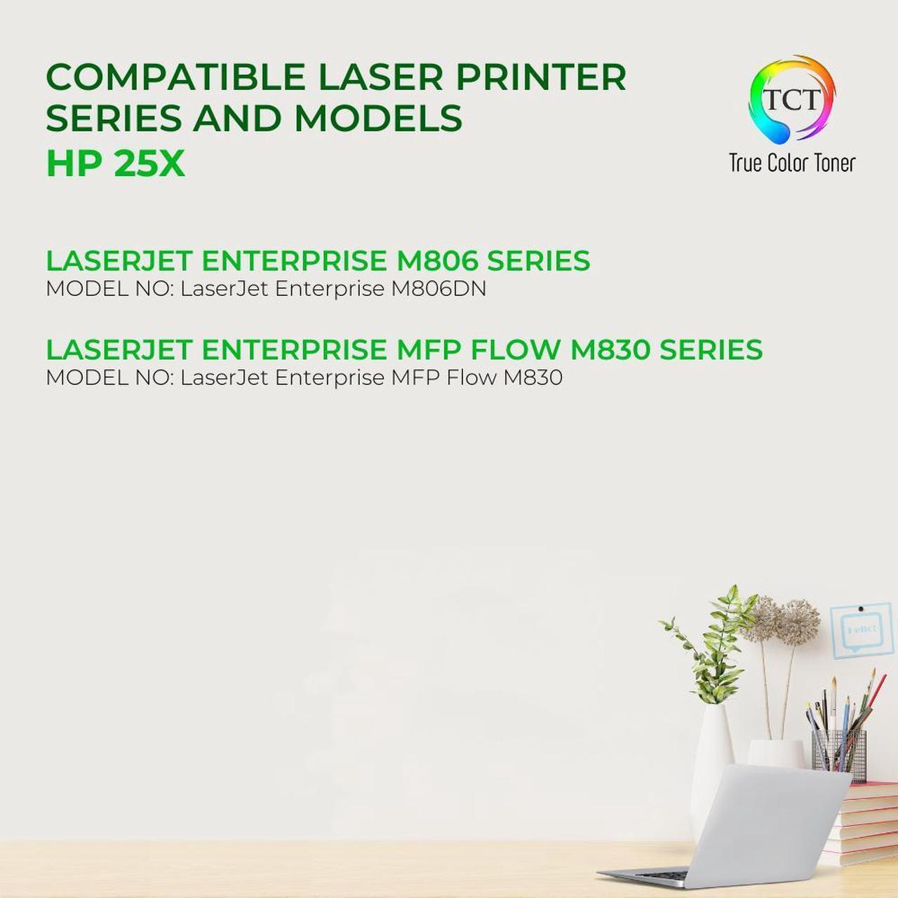 Alt view image 2 of 6 - True Color Toner 25X Toner Cartridge 2 Pack - Premium Compatible Replacement for HP 25X CF325X Black High Yield Works With HP LaserJet Enterprise M806DN MFP Flow M830