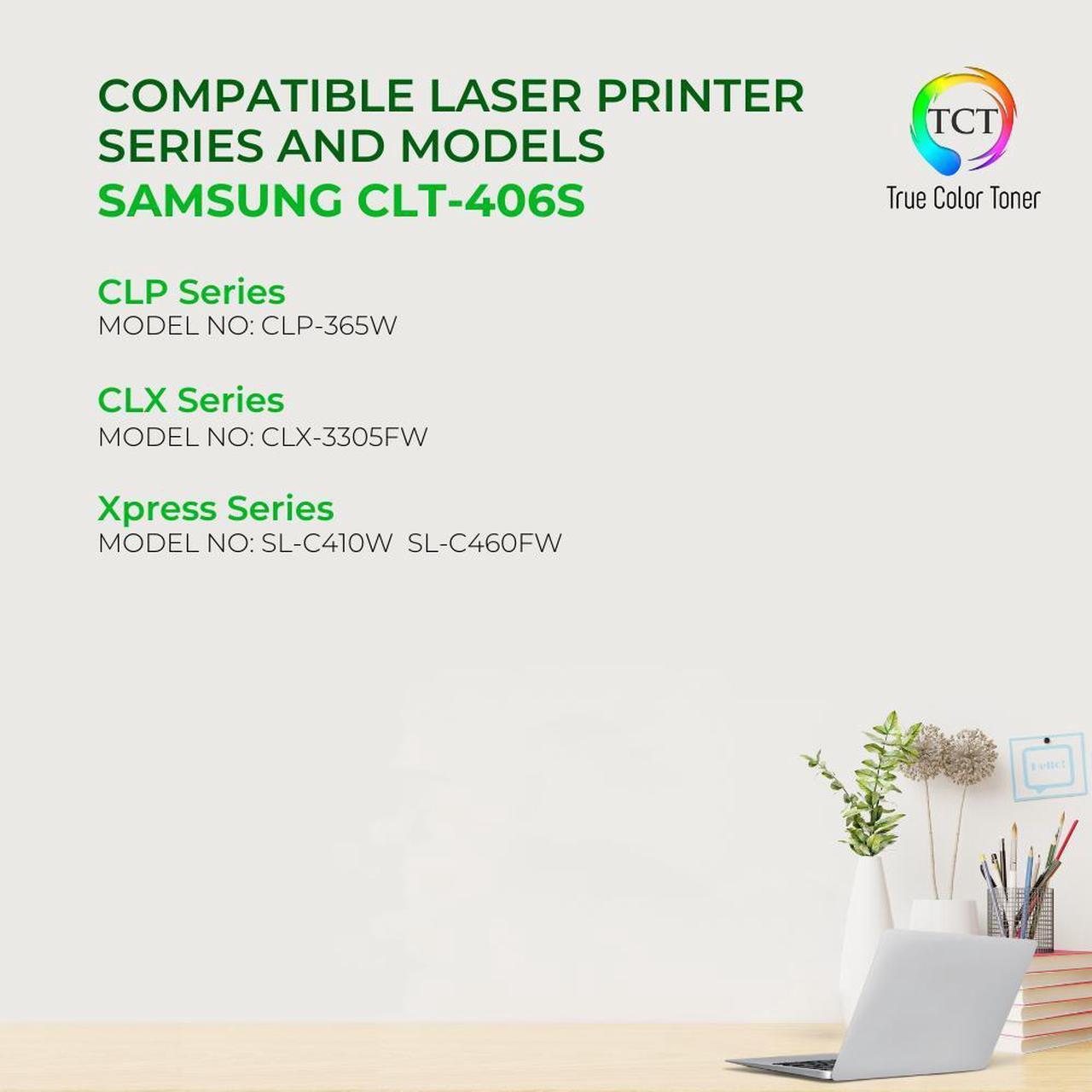 Alt view image 2 of 6 - True Color Toner 406S Toner Cartridge 5 Pack - Premium Compatible Replacement for Samsung CLT-406S K406S C406S M406S Y406S Works With Samsung CLP-360 366W CLX-3300