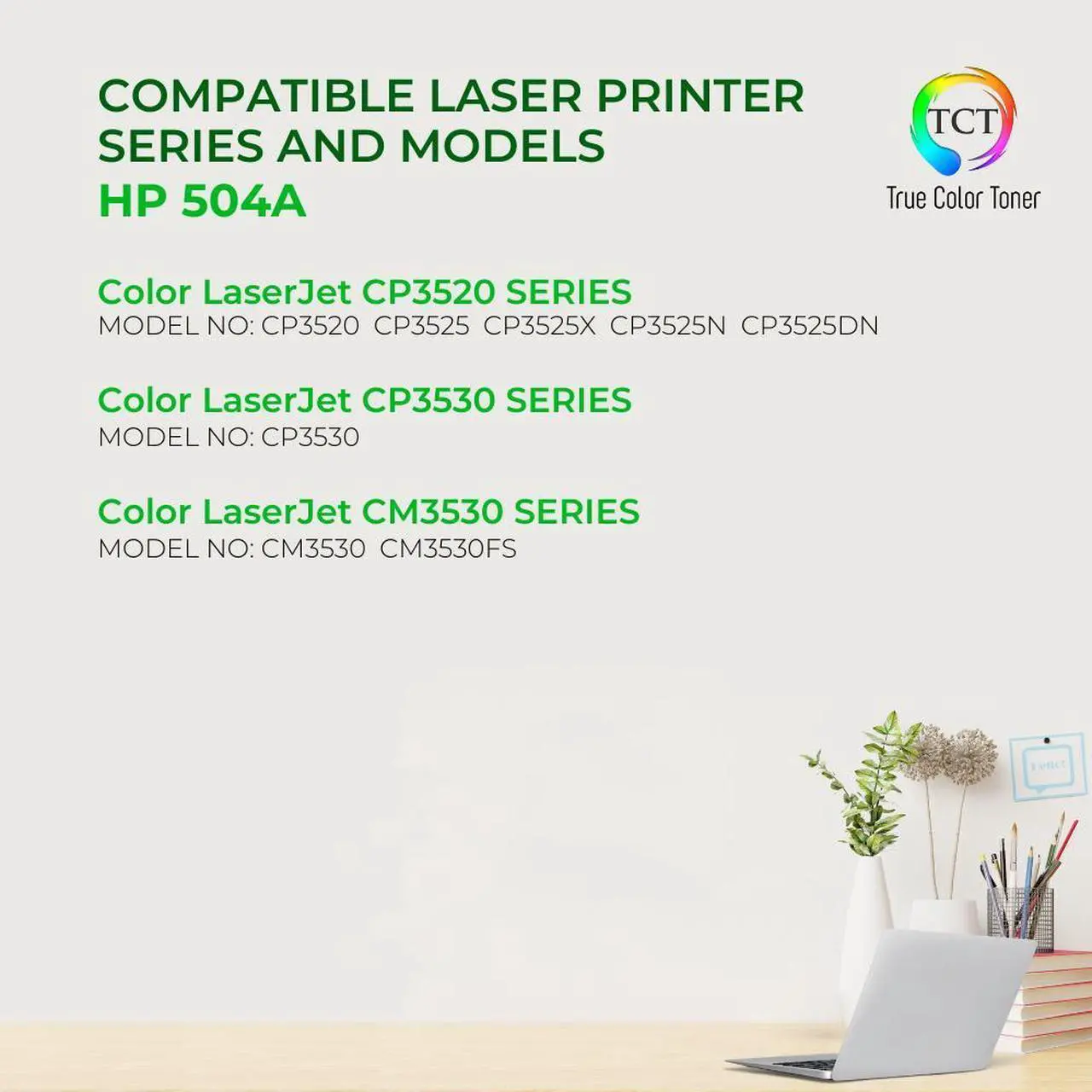 Alt view image 2 of 6 - TCT 504A Black TAA Compliant Toner Cartridge - Premium Compatible Replacement for HP 504A CE250A Works With HP Color LaserJet CP3520 CP3525 CP3525X CP3525DN Printers