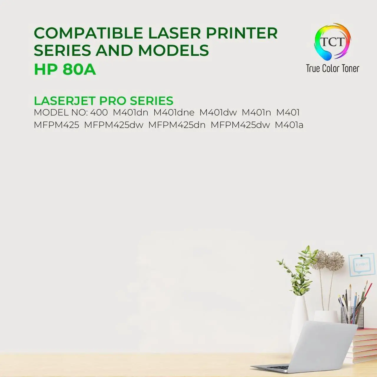 Alt view image 2 of 6 - True Color Toner 80A Toner Cartridge - Premium Compatible Replacement for HP 80A CF280A Black Works With HP LaserJet Pro 400 M401A M401D M401N M401DN M401DNE M401DW MFP M425DN M425DW