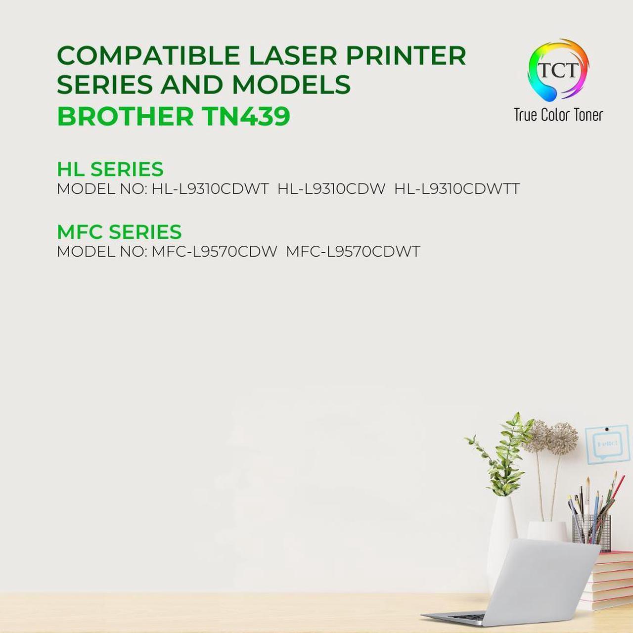 Alt view image 2 of 6 - TCT TN439 Toner Cartridge 4 Pack - Premium Compatible Replacement for Brother TN439 TN-439 Ultra High Yield Works With Brother HL-L8360CDW L8360CDWT MFC-L8900CDW L9570CDW
