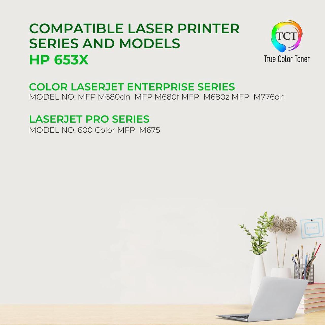 Alt view image 2 of 6 - True Color Toner 653X Color Toner Cartridge 3 Pack - Premium Compatible Replacement for HP 653A CF321A CF323A CF322A Works With HP Color LaserJet Enterprise MFP M680Z M680F M680DN