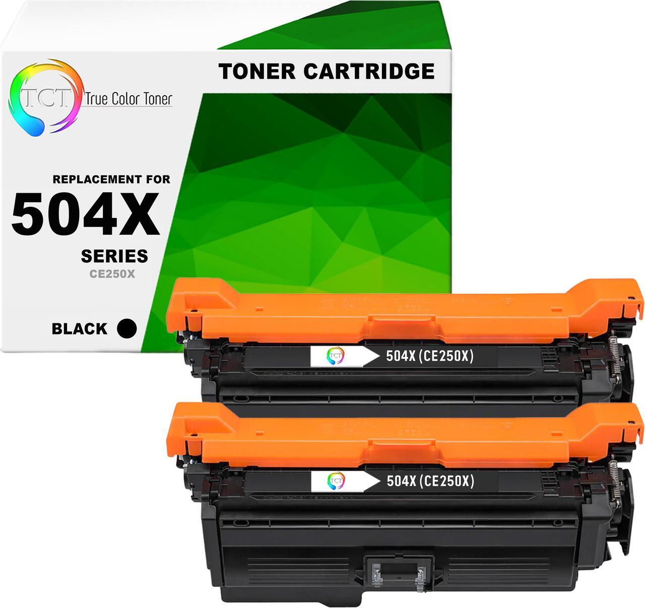 Main image of True Color Toner 504X Black Toner Cartridge 2 Pack - Premium Compatible Replacement for HP 504X CE250X Black High Yield Works With HP Laserjet CP3520 CP3525