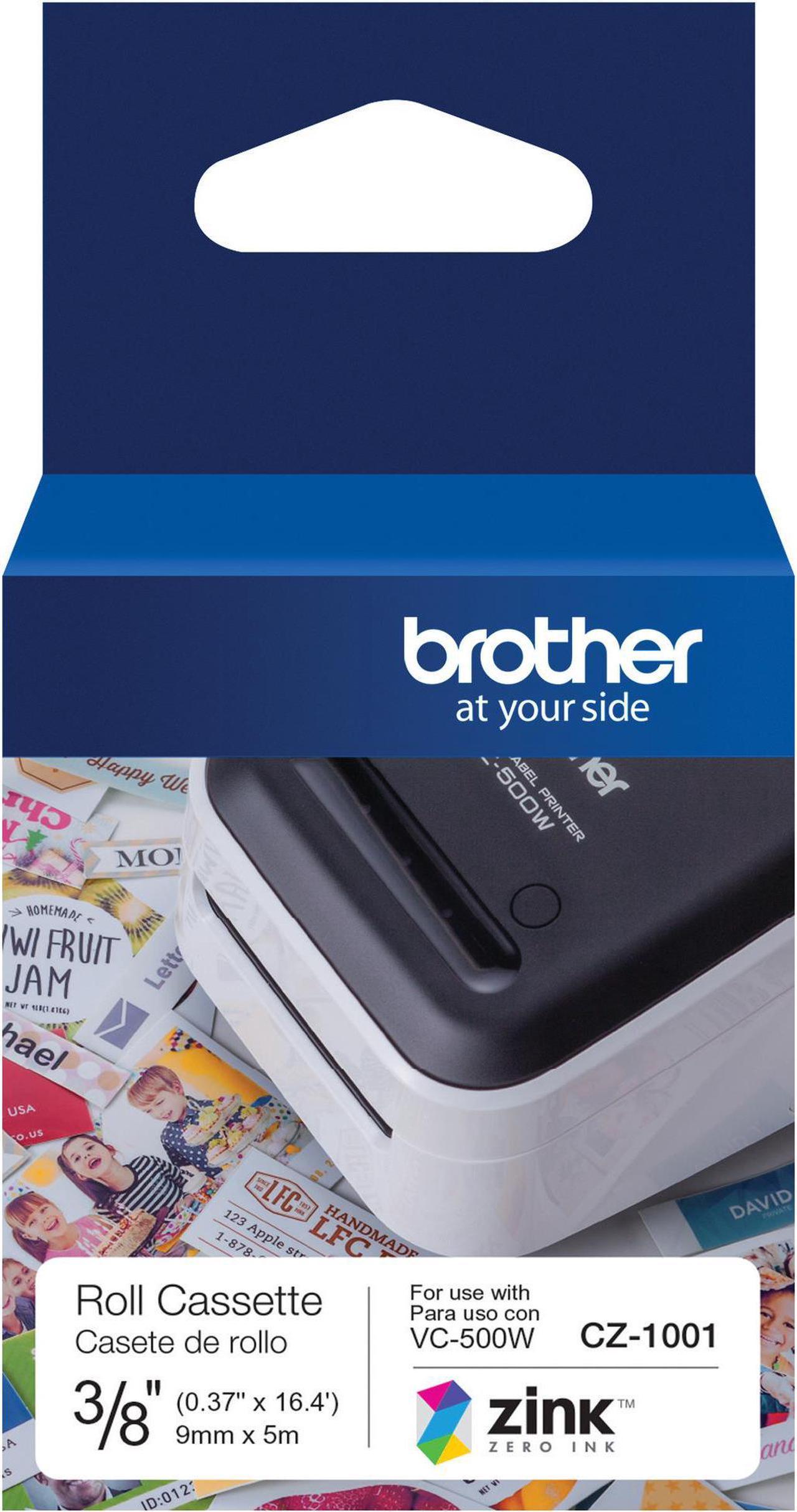 Brother Genuine CZ-1001 3/8" (0.37") 9mm wide x 16.4 ft. (5 m) long label roll featuring ZINK® Zero Ink technology - 3/8" Width x 16 13/32 ft Length - Zero Ink (ZINK)