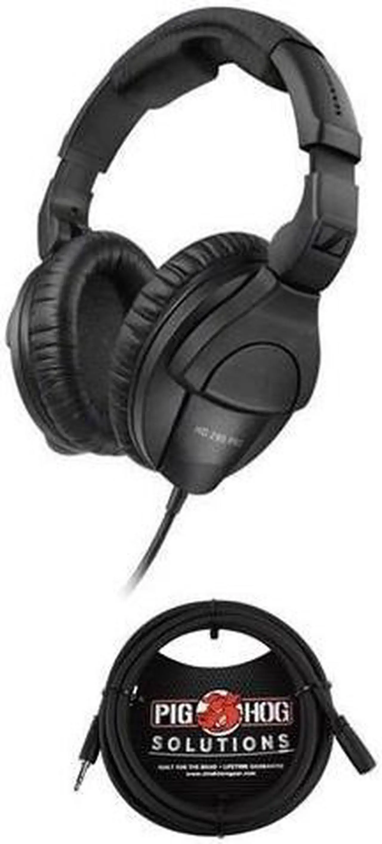 Main image of sennheiser hd 280 pro headphones  with 10' 3.5mm female to trs 3.5mm male headphone extension cable