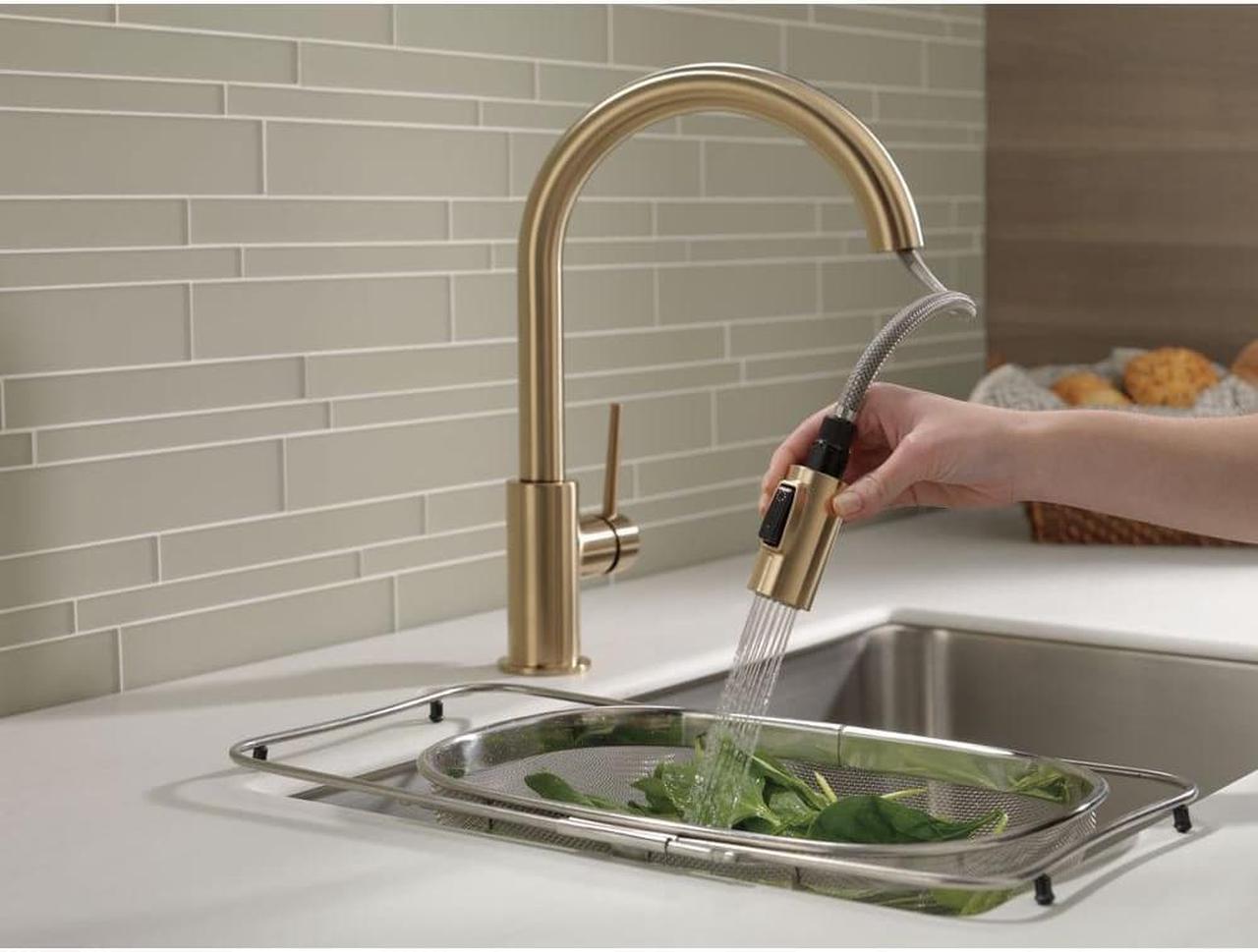 Alt view image 2 of 8 - Delta Single Pull Handle Kitchen Sink Faucet Tap, Champagne Bronze 9159-CZ-DST