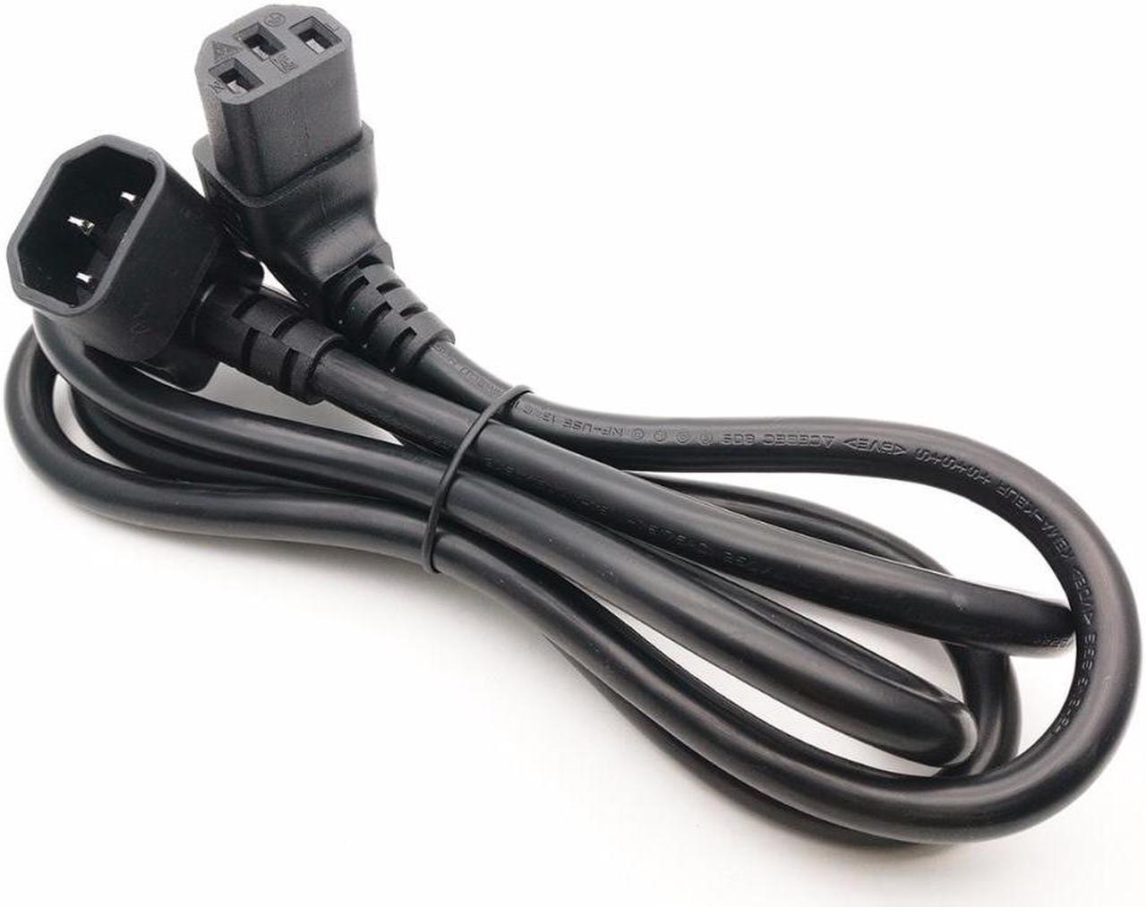 IEC 320 C14 Male to C13 Female Cord, C13 to C14 Dual Down Angle Right Angle Power Cable About 1.5M