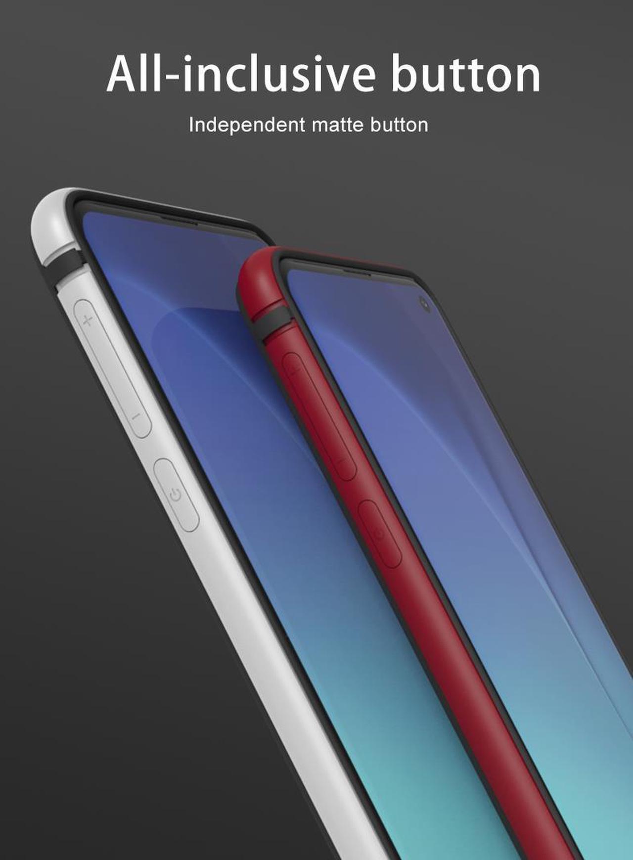 Alt view image 5 of 7 - Silicone Case Soft Bumper PC Hybrid Shockproof Shadow Series Case for Samsung Galaxy S10 Life (Red)