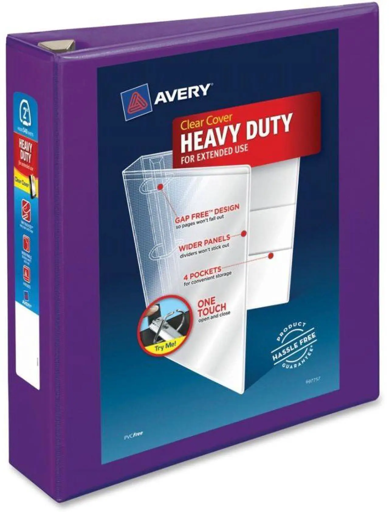 Alt view image 3 of 15 - Avery Heavy-Duty View Binder w/Locking EZD Rings 2" Cap Purple 79777