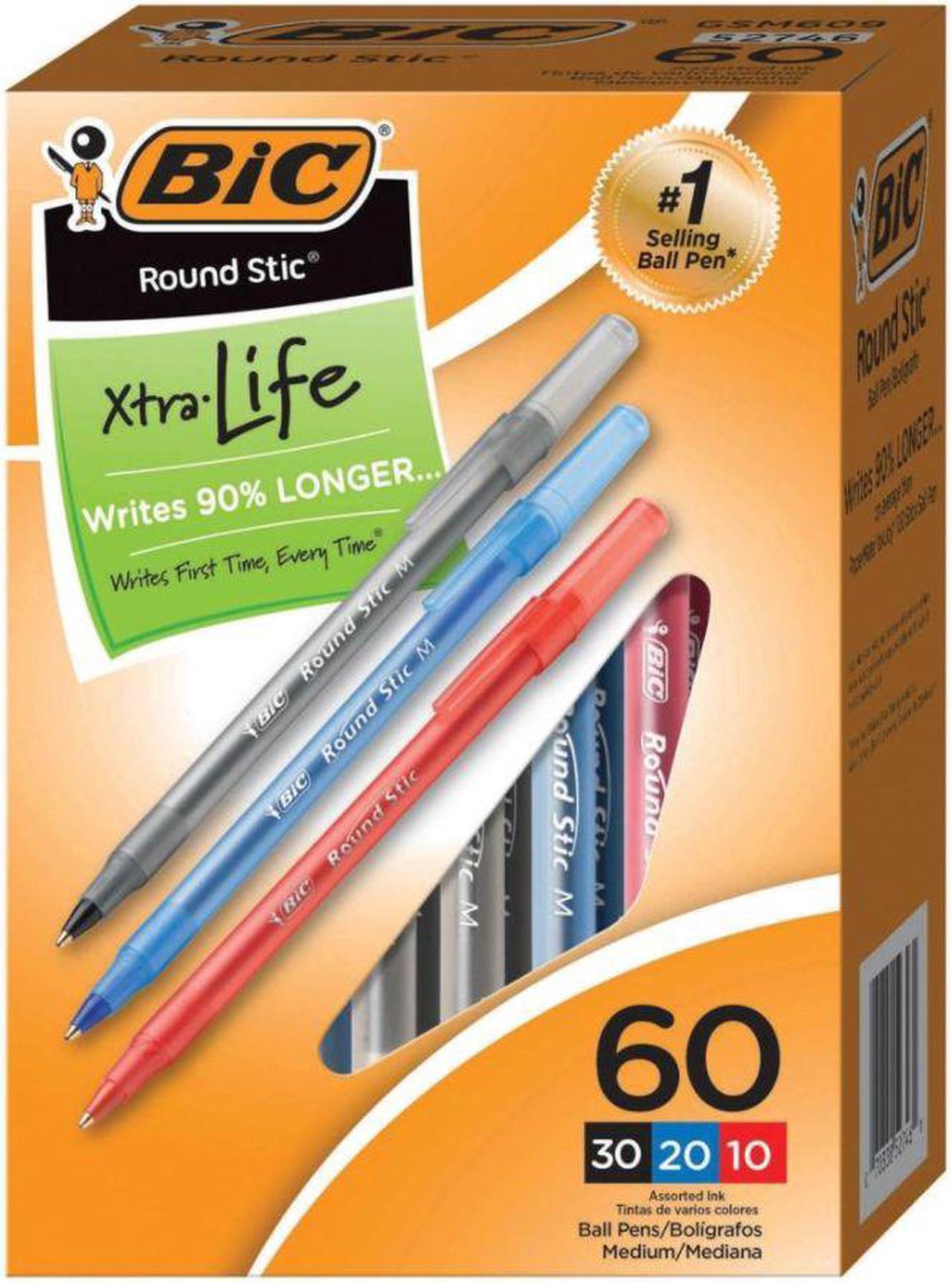 Alt view image 6 of 16 - BIC Round Stic Xtra-Life Ballpoint Pens Medium 1.0 mm Assorted 24298912