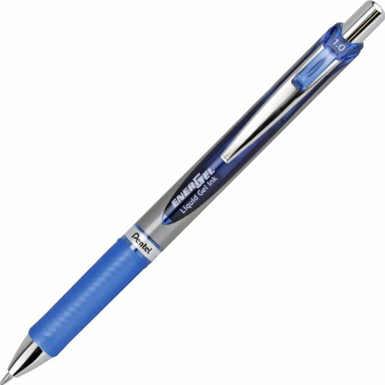 Alt view image 2 of 7 - Pentel EnerGel RTX Retractable Liquid Gel Pen 1 mm Black/Gray Barrel Blue Ink BL80C