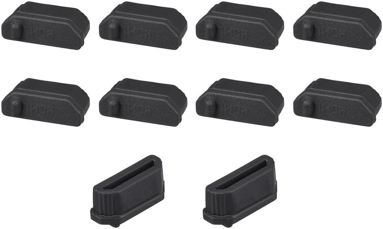 Silicone TV Male Port Anti-Dust Stopper Cap Cover Black 10pcs