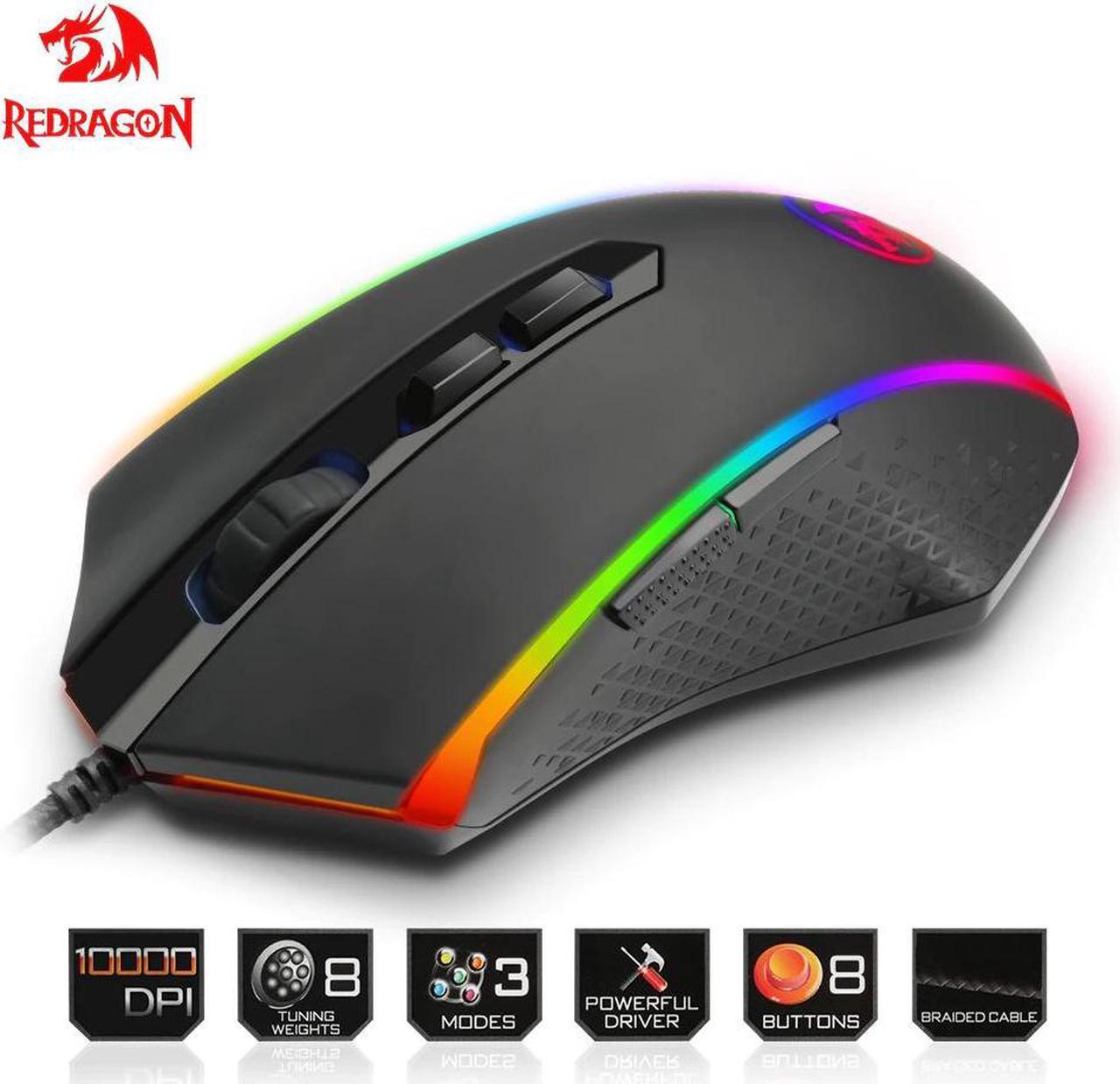 Redragon USB Gaming Mouse 10000 DPI 8 buttons ergonomic design for desktop computer accessories programmable Mice gamer lol PC