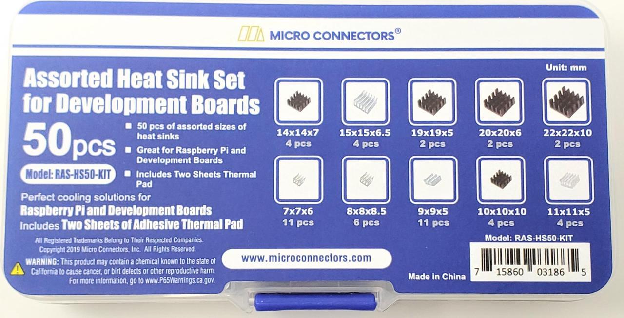 Alt view image 3 of 7 - Micro Connectors 50pcs Assorted Heat Sink Set for Development Boards (RAS-HS50-KIT)