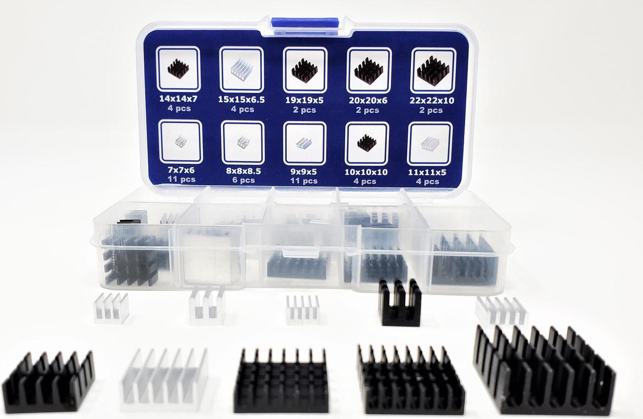 Main image of Micro Connectors 50pcs Assorted Heat Sink Set for Development Boards (RAS-HS50-KIT)