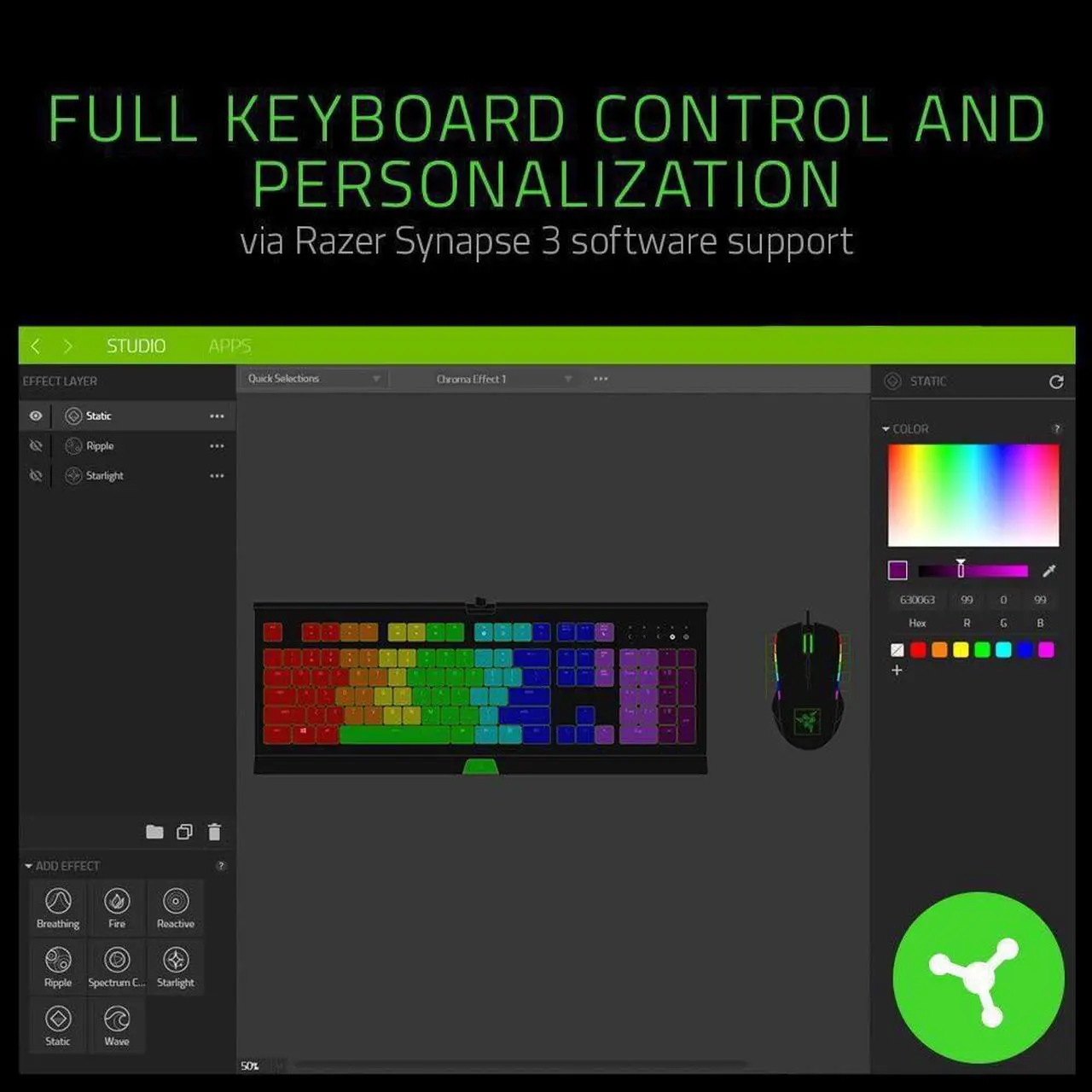 Alt view image 20 of 20 - Razer RZ03-02260200-R3U1 Cynosa Chroma Gaming Keyboard