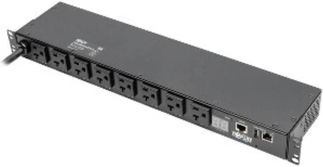 Alt view image 2 of 20 - Tripp Lite 1.9kW Single-Phase Switched PDU, LX Platform Interface, 120V Outlets (8 x 5-15/20R), NEMA L5-20P, 12.0 Feet Cord, 1U Rack, TAA (PDUMH20NET2LX)