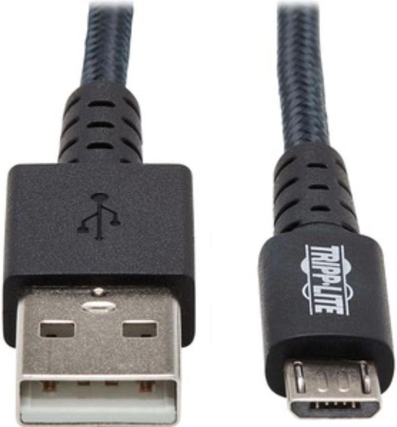 Tripp Lite U050-003-GY-MAX Heavy-Duty USB-A to USB Micro-B Cable - M/M, USB 2.0, UHMWPE and Aramid Fibers, Gray, 3 ft. (0.9 m)