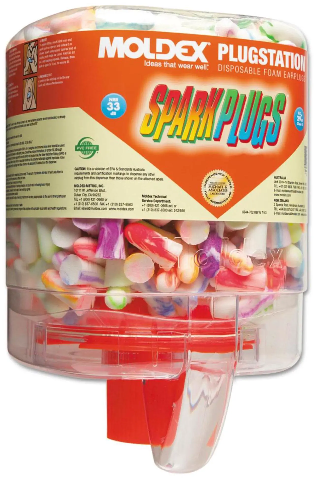 Alt view image 3 of 5 - Moldex SparkPlugs PlugStation Dispenser Cordless 33NRR Asst. Colors 250 Pairs