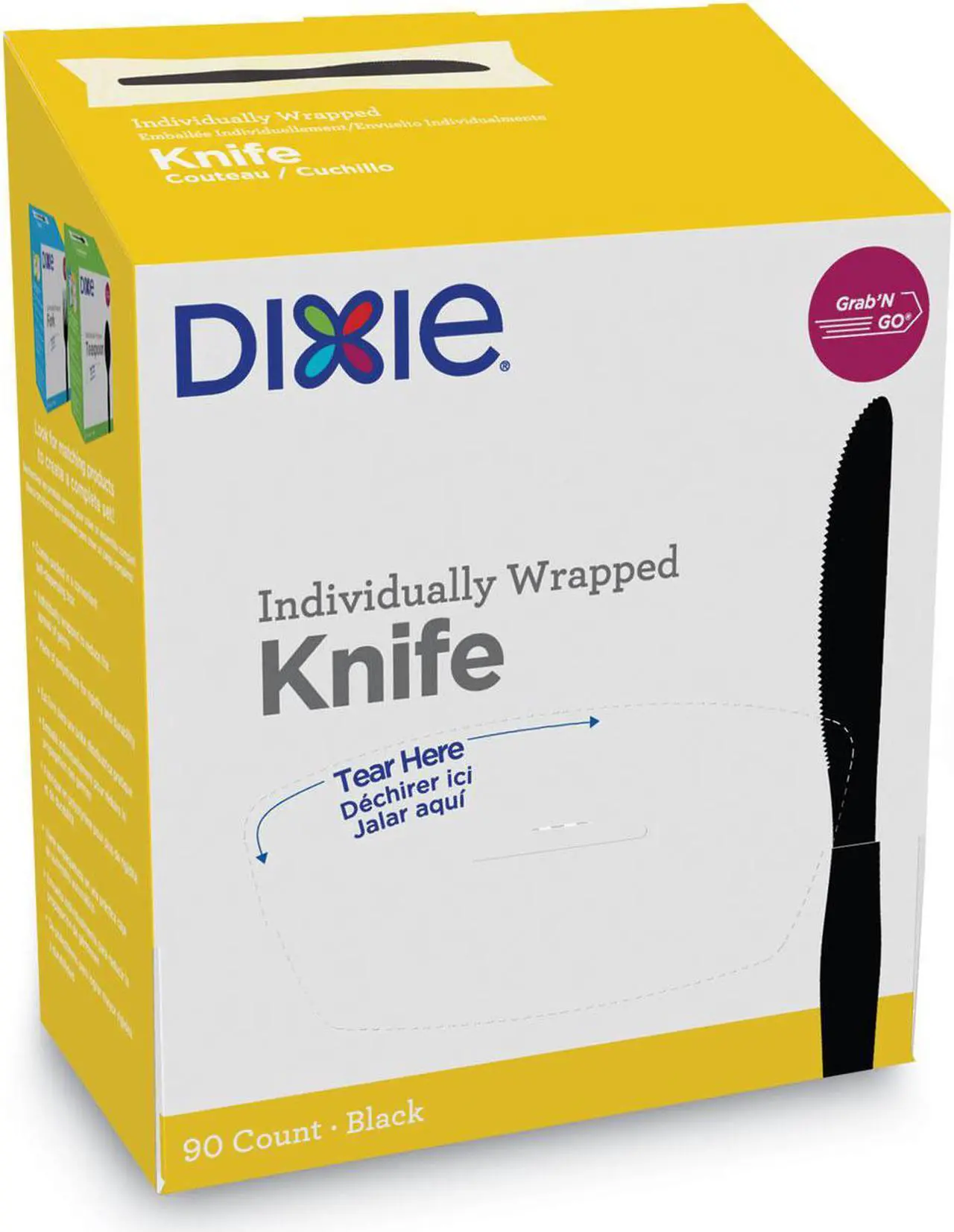 Alt view image 6 of 6 - Dixie GrabN Go Wrapped Cutlery Knives Black 90/Box 6 Box/Carton KM5W540