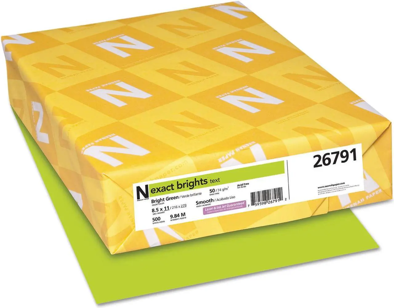 Alt view image 5 of 14 - NEENAH PAPER Exact Brights Paper 8 1/2 x 11 Bright Green 50lb 500 Sheets 26791