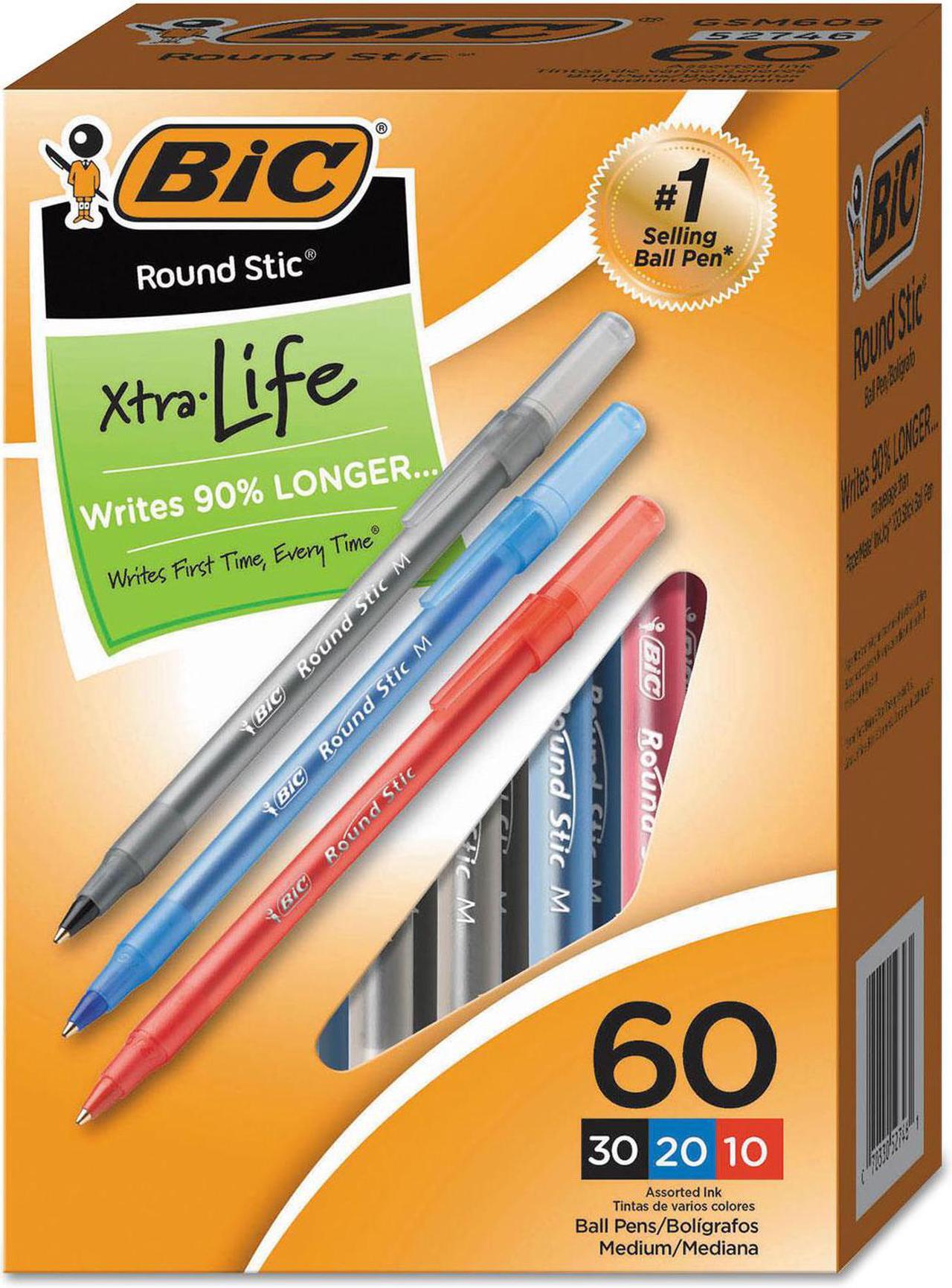 Alt view image 10 of 16 - BIC Round Stic Xtra-Life Ballpoint Pens Medium 1.0 mm Assorted 24298912