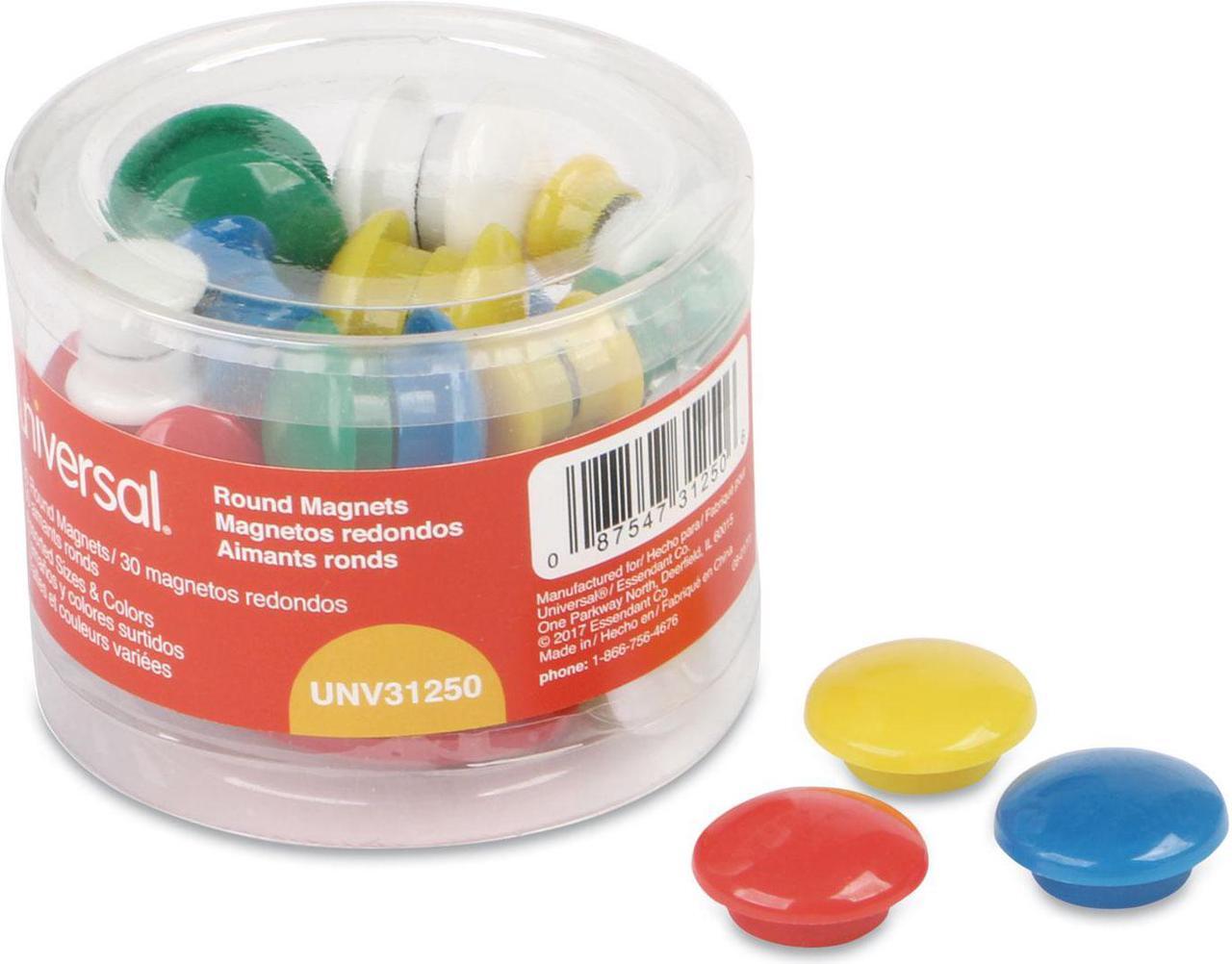 Alt view image 3 of 9 - Universal Assorted Magnets Plastic 5/8" dia 1" dia 1 5/8" dia Asst Colors 30/Pack 31250