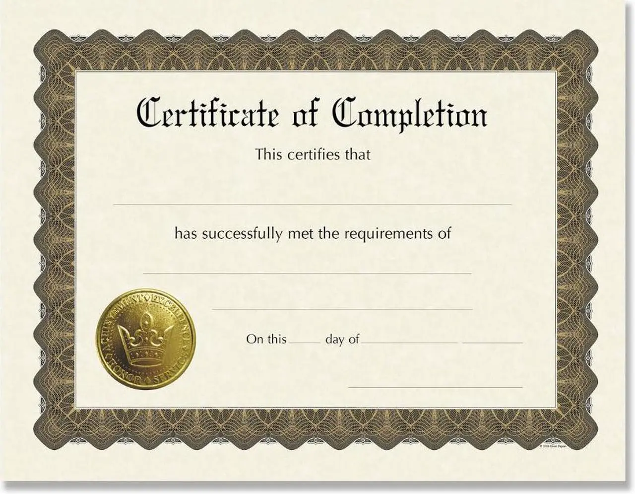 Alt view image 2 of 2 - Masterpiece Studios 930400 Completion Stock Certificate- 6
