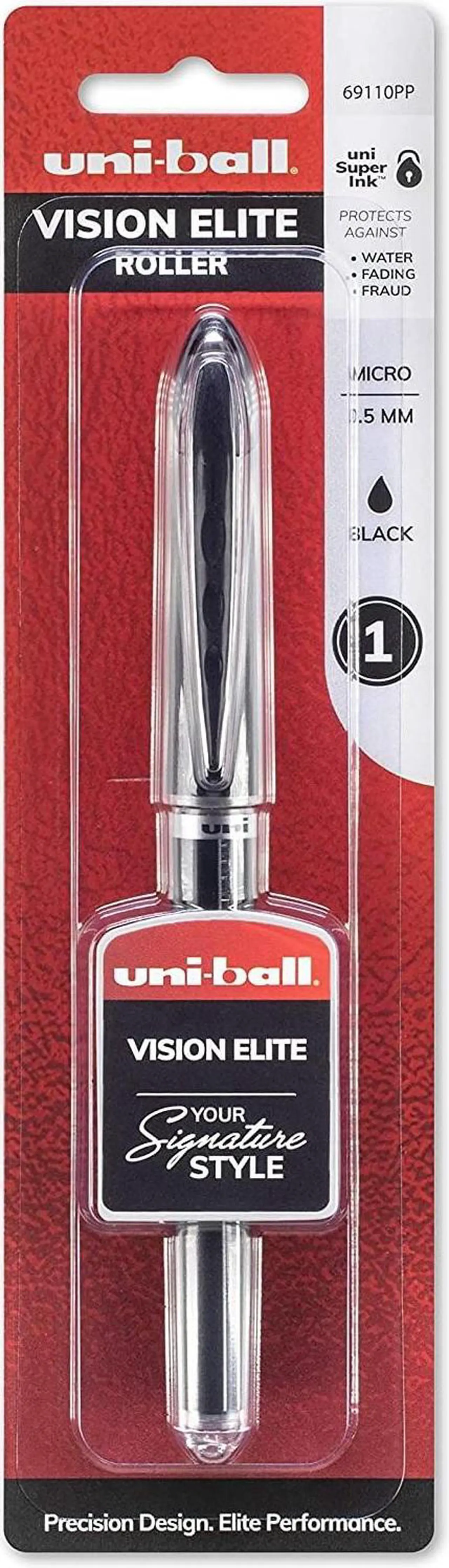 Alt view image 7 of 9 - uni-ball VISION ELITE Rollerball Pens Micro Point Black Ink 488260