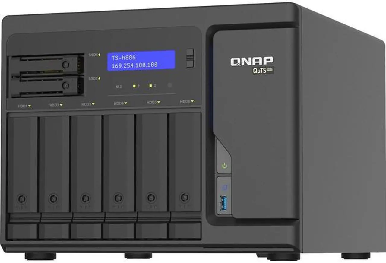 Alt view image 2 of 16 - QNAP 8-Bay QuTS hero NAS, Xeon D-1622 2.6GHz, 16GB ECC RAM