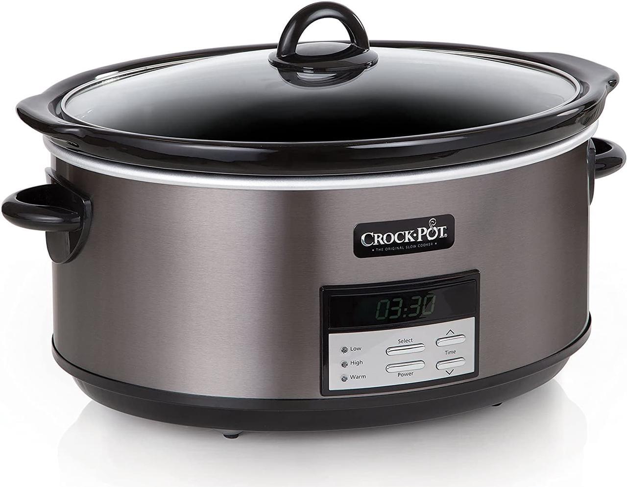 Main image of Crock Pot 8 Quart Programmable Slow Cooker, Black Stainless Steel SCCPVFC800-DS