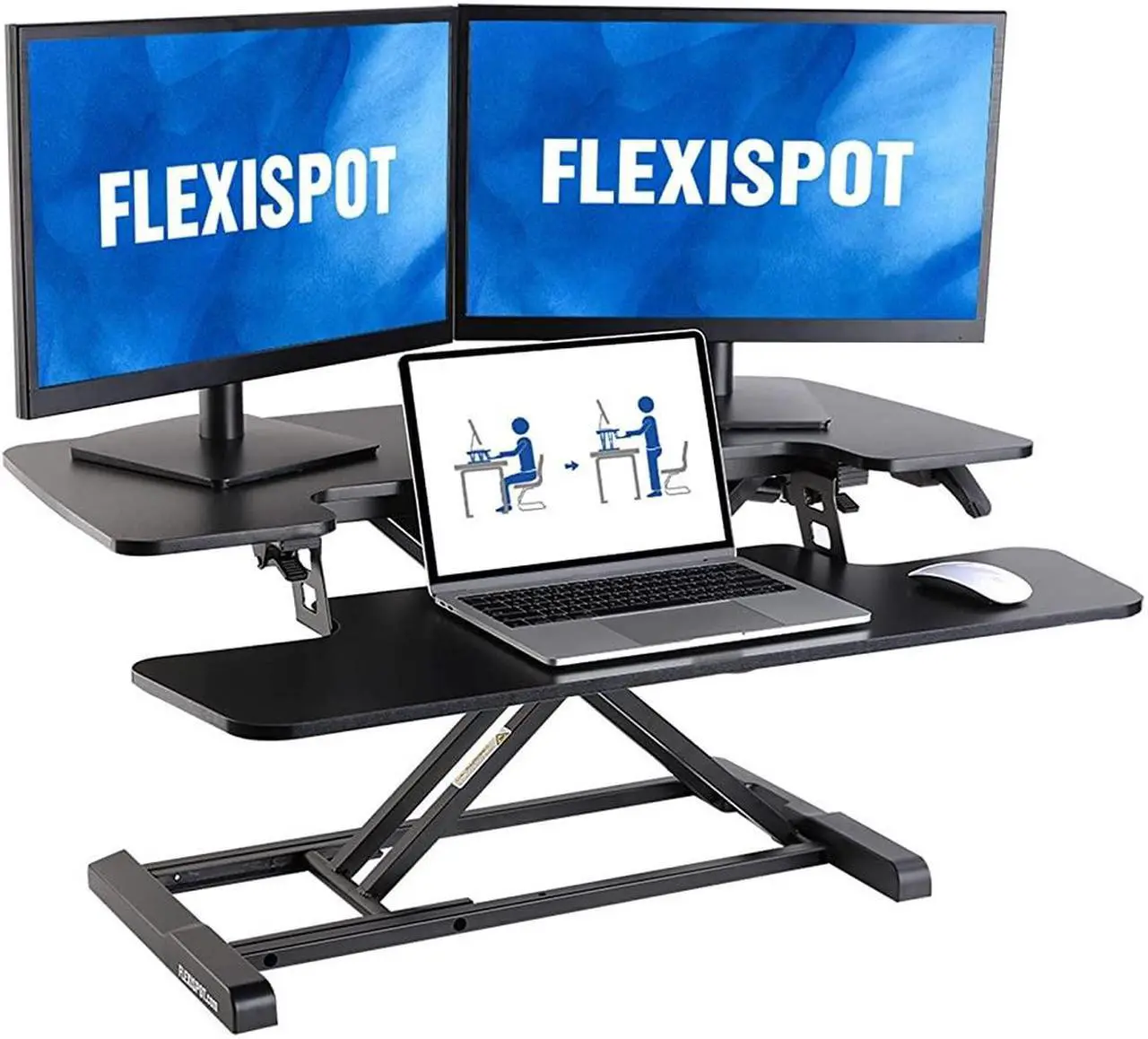 Alt view image 10 of 10 - FlexiSpot M7MB Stand Up desk Converter -35" Standing desk Riser with Deep Keyboard Tray for laptop (35", Black)