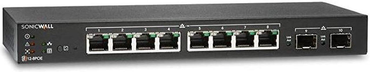 SonicWall 8-Port Ethernet Switch with 2 SFP Ports 3YR Dynamic Support 02SSC8368