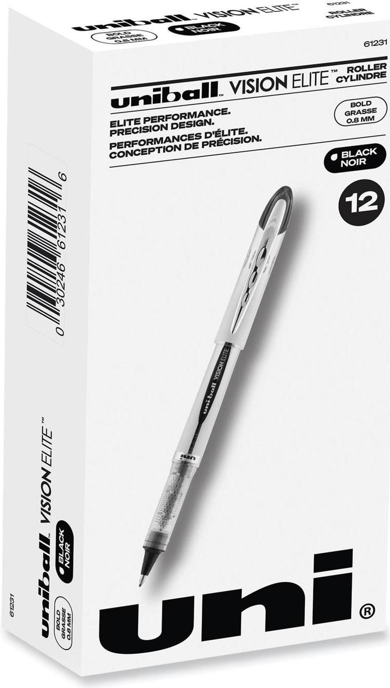 Alt view image 3 of 10 - uni-ball 61231 VISION ELITE Stick Roller Ball Pen, Black Ink, 0.8mm