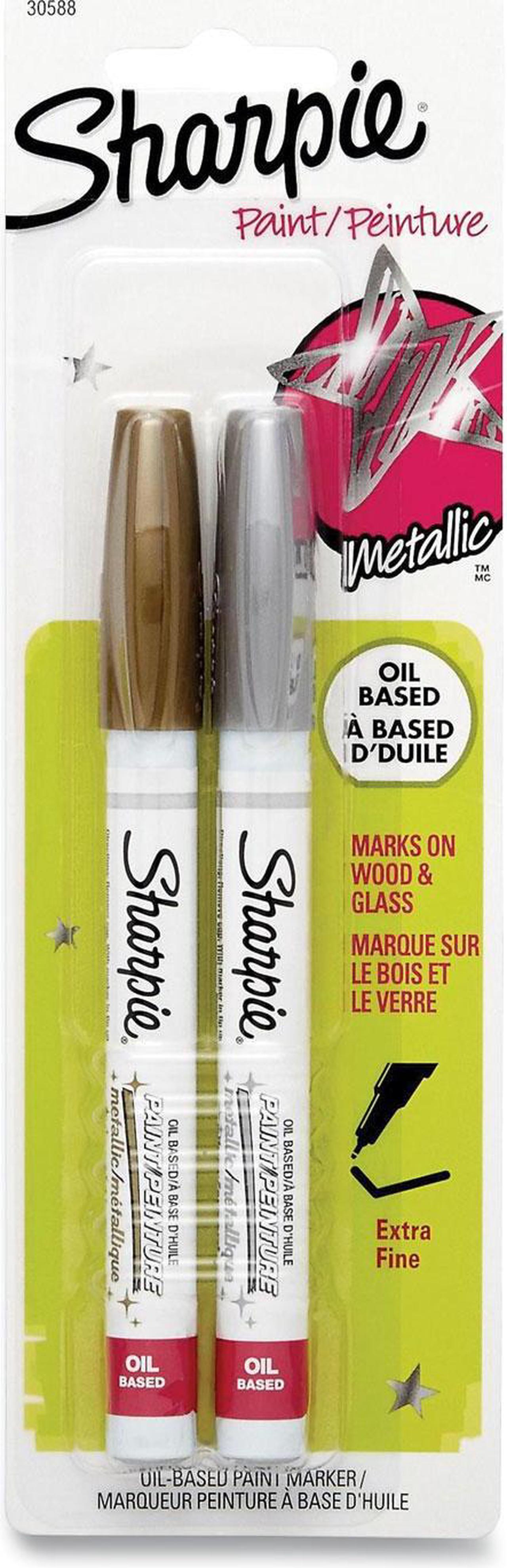 Alt view image 4 of 7 - Sharpie Paint Markers Oil Base Extra Fine 2/PK Gold/Silver 30588PP
