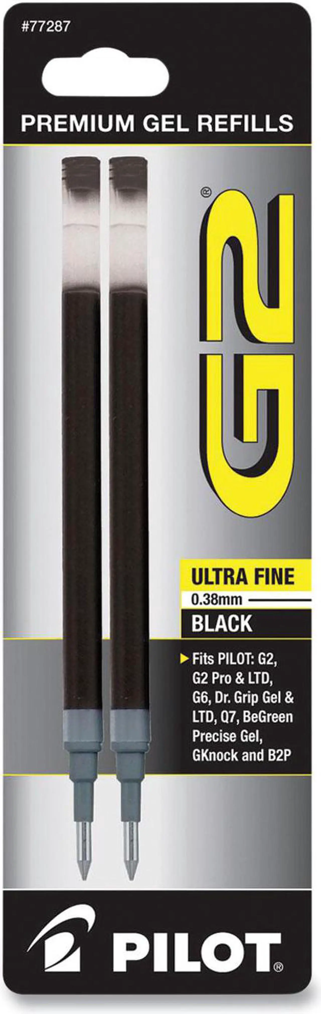 Alt view image 2 of 11 - Pilot Refill for Pilot G2 Gel Ink Pens Ultra Fine Point Black Ink 2/Pack 77287