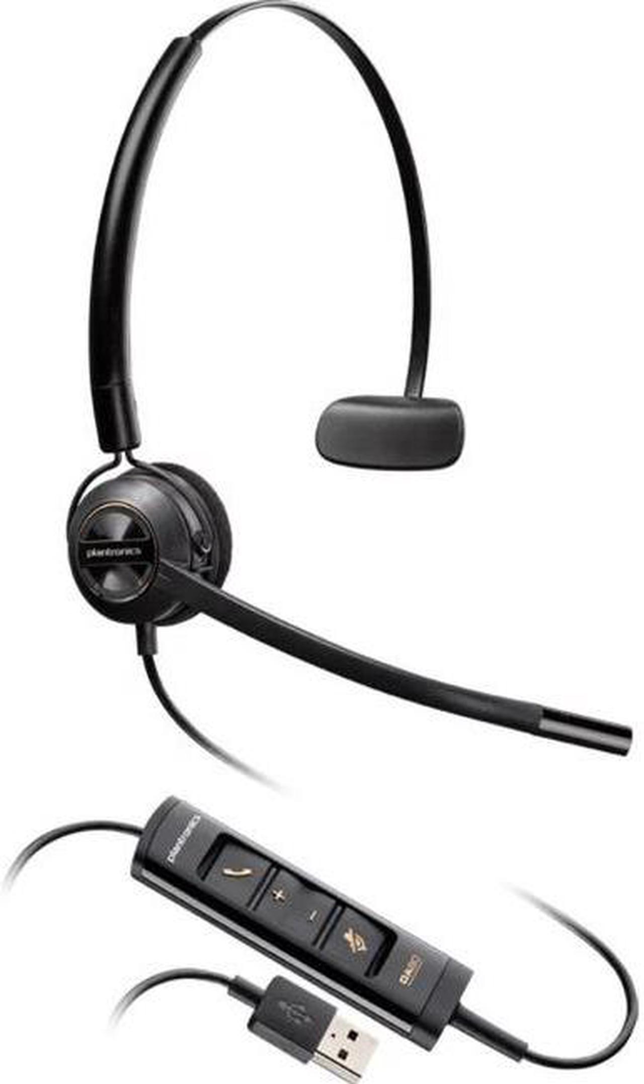 Poly (Plantronics + Polycom) EncorePro 545 USB-A and USB-C USB Headset (Plantronics) - Acoustic Hearing Protection - Hold & Call Answer Buttons - Convertible Wearing Style, Black, Standard Version