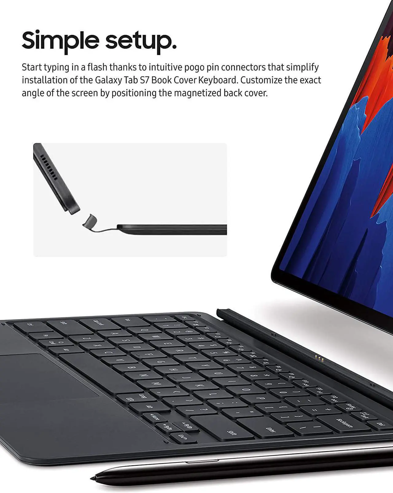 Alt view image 18 of 20 - Samsung Galaxy Tab S7 Book Cover KeyboardEF-DT870UBEGUJ Black