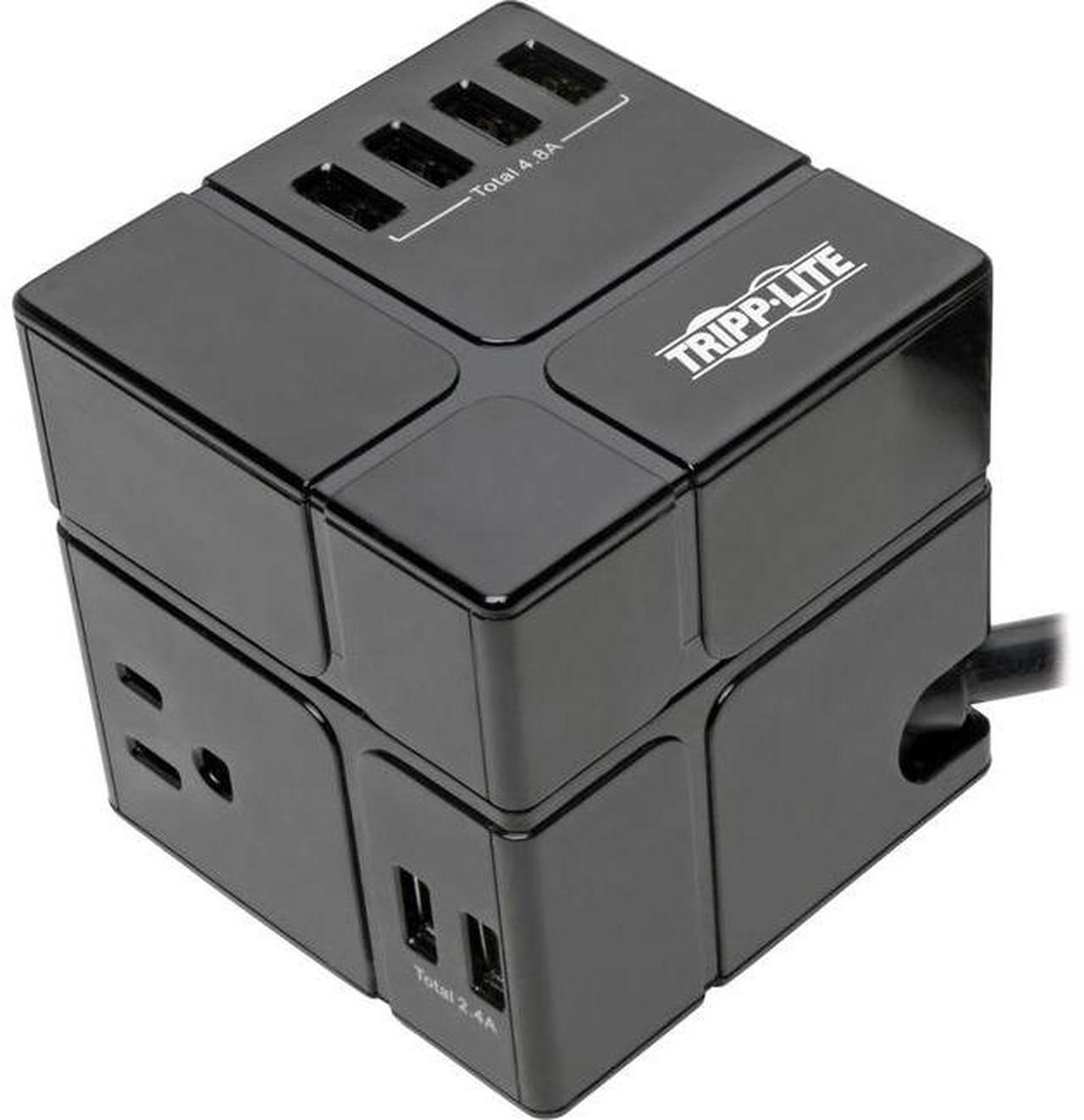 Alt view image 3 of 4 - Tripp Lite Safe-IT Cube Surge Protector & Charging Station, 3-Outlets, 6-USB Fast Charging Ports, Antimicrorial Protection, 8ft / 2.4M Cord (TLP368CUBEUAM)