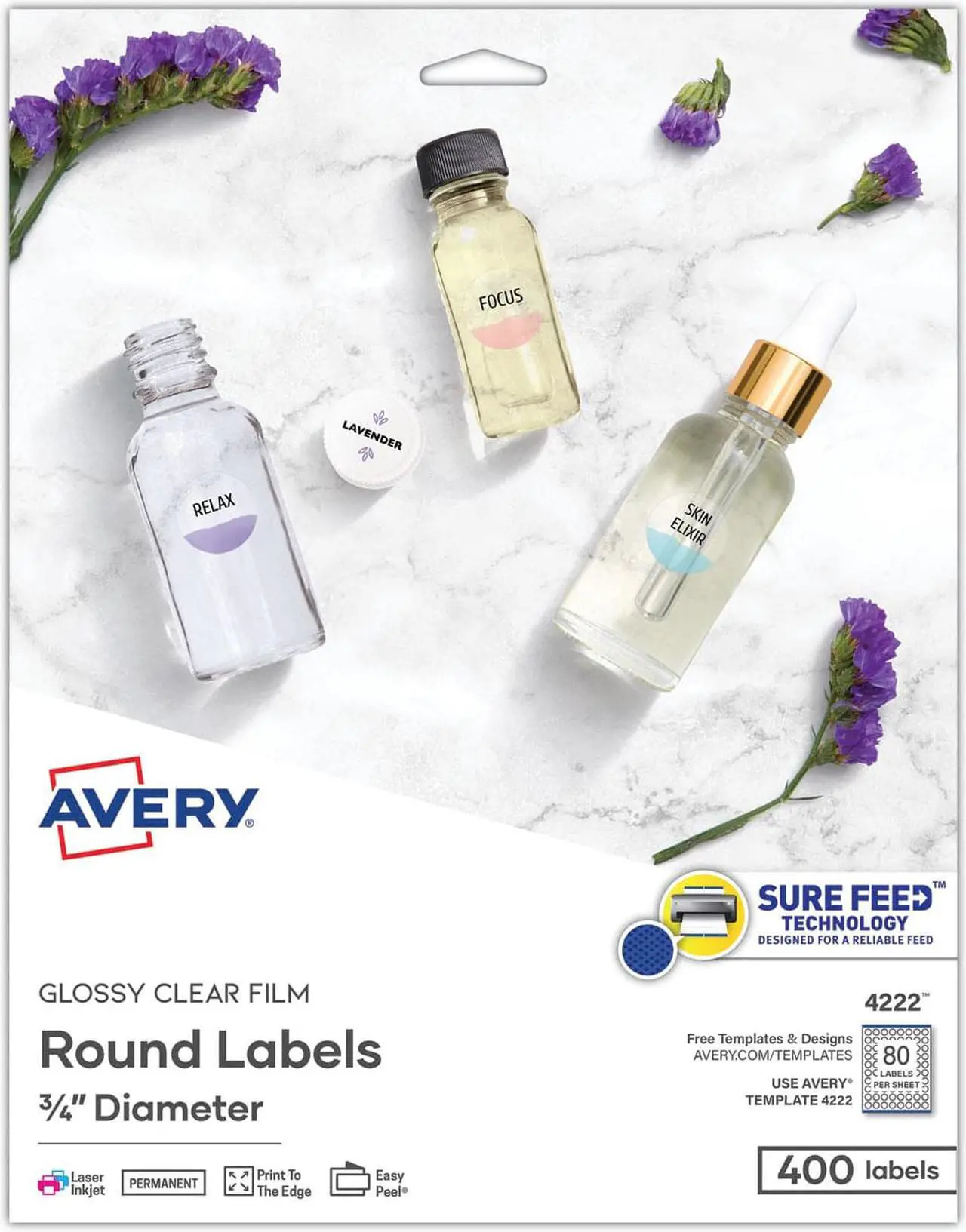 Alt view image 4 of 10 - Avery Printable Self-Adhesive Permanent 3/4" Round ID Labels 3/4"dia. Clear 400/Pk 4222