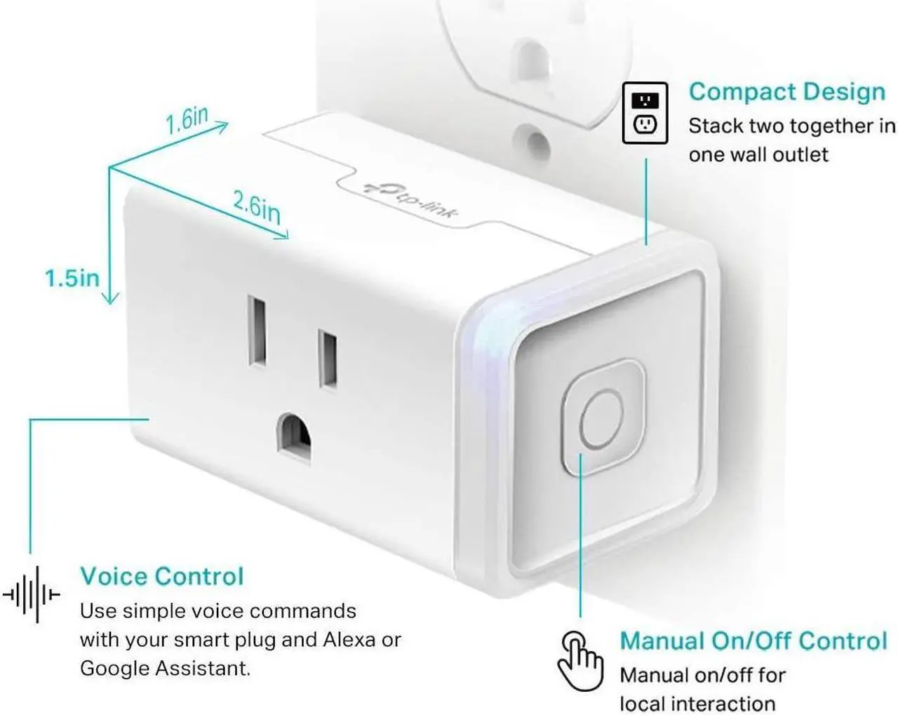 Alt view image 15 of 17 - Kasa Smart Plug by TP-Link, Smart Home WiFi Outlet Works with Alexa, Echo, Google Home & IFTTT, No Hub Required, Remote Control, 12 Amp, UL Certified, 3-Pack (HS103P3)