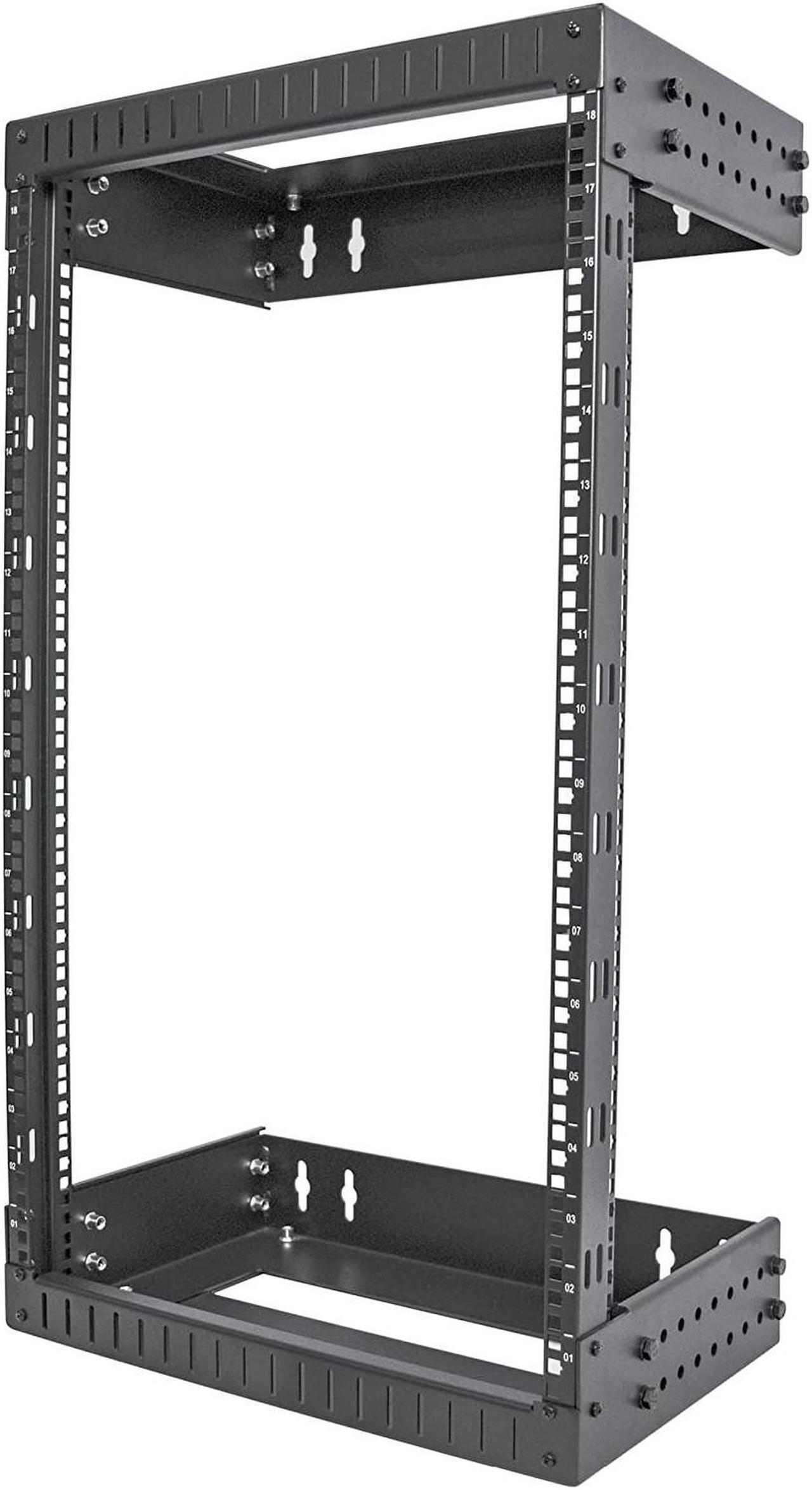 StarTech.com RACK-18U-20-WALL-OA 18U 19" Wall Mount Network Rack - Adjustable Depth 12-20" 2 Post Open Frame Server Room Rack for AV/Data/ IT Communication/Computer Equipment/Switch w/Cage Nuts & Screws