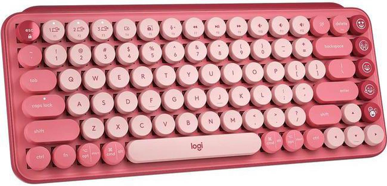 Logitech POP Mechanical Wireless Keyboard with Customizable Emoji Keys, Durable Compact Design, Bluetooth or USB Connectivity, Multi-Device, OS Compatible - Heartbreaker Rose