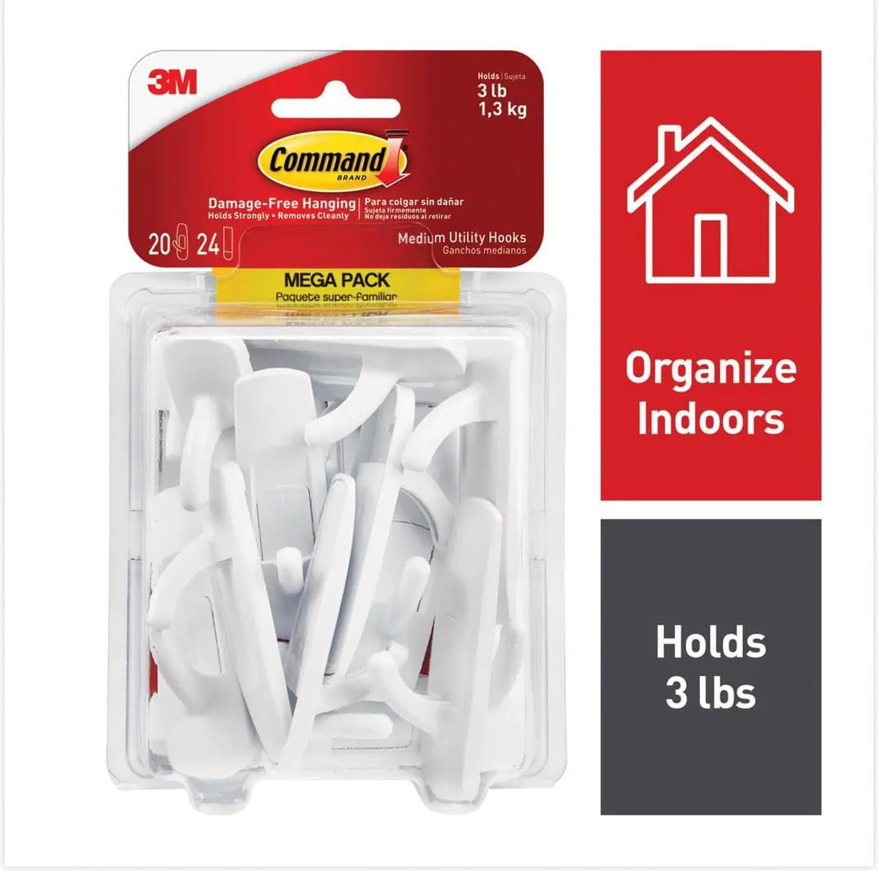 Alt view image 5 of 6 - 3M™ Command™ Mega Pack Utility Hooks, Medium, White, Pack Of 20 Hooks